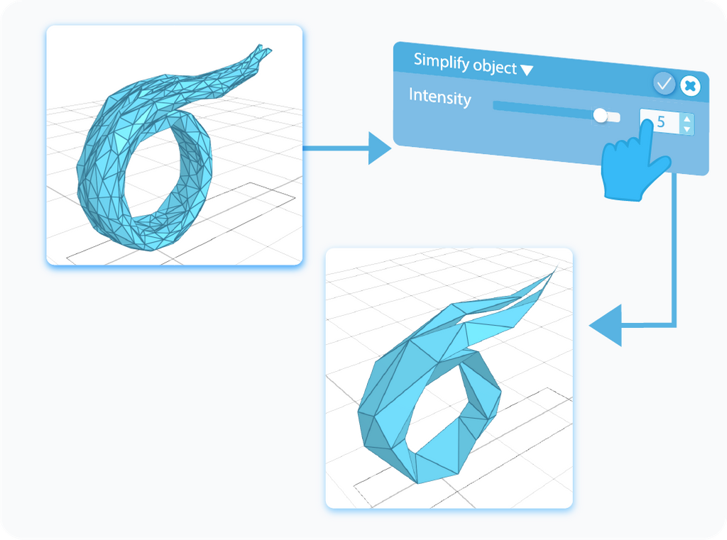 Customize the Intensity setting in the Simplify Object tool with either the slider or text-box